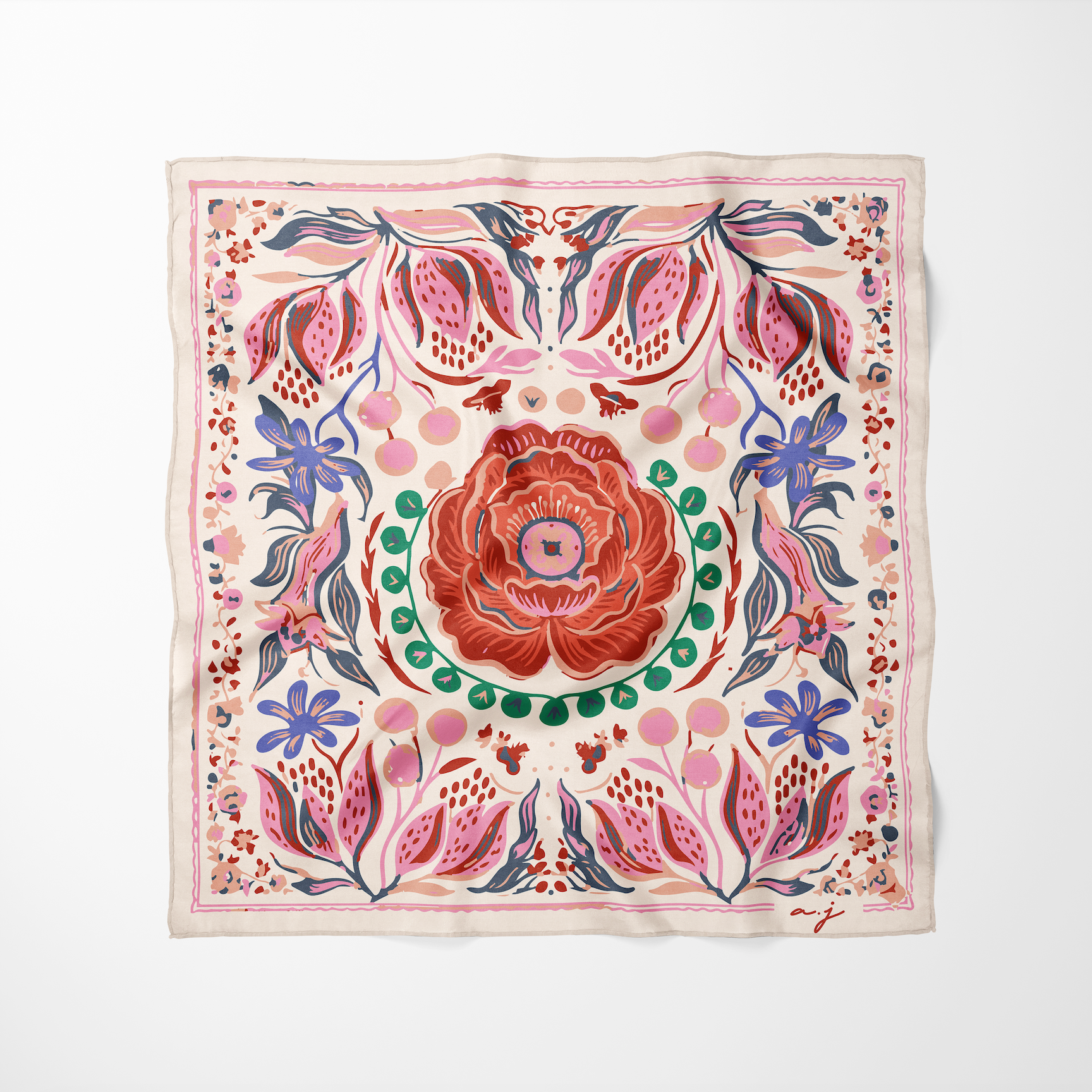 Foulard femme Gérard Pasquier motif floral rose - Matière noble 12,90
